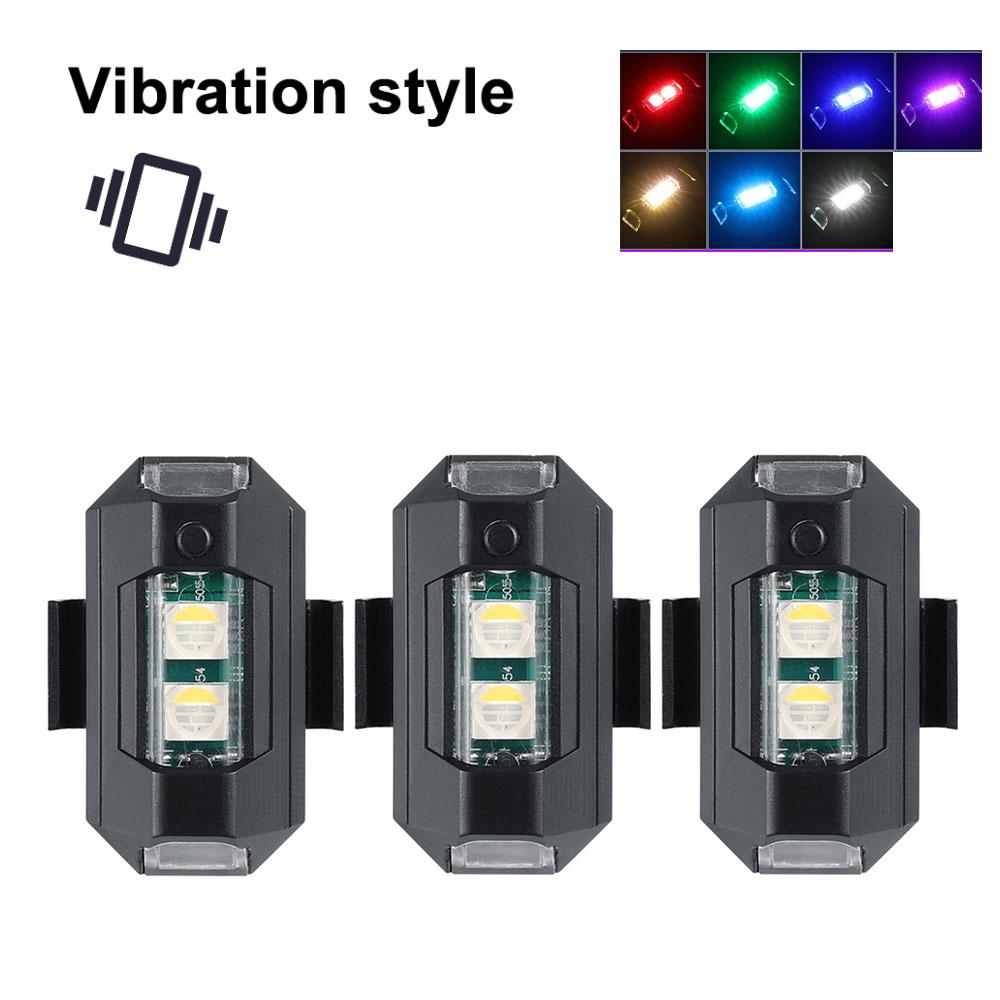 7 Colors Vibrate Style LED Anti Collision Warning Light Motorcycle Strobe Light Turn Signal Indicator Light USB Powered