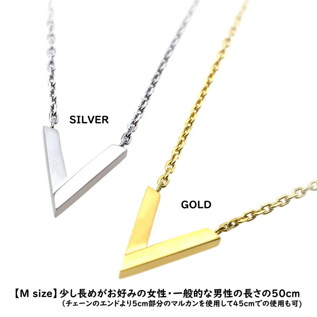 [Petit Jewel YU-NA] V-Line Necklace, Stainless Steel 316L, Couple Gift, Anniversary, Christmas, V LINE NECKLACE (S Size, Silver Color (with Stone))