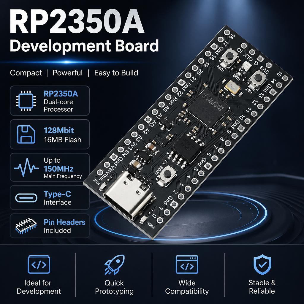 RP2350A Development Module 520KB SRAM USB Host Device Mode Hardware Encryption OTP Memory For Student Learning