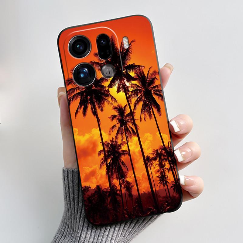 Phone Case For LG Q61/K61 Soft Silicone Black Case Ins Style Popular Pattern Moonlight Love Tree LMQ630N LMQ630 Casing