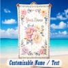 Floral Garden Theme Beach Towel Personalized Custom Name & Text Soft Quick Dry Beach Towel for Swimming Travel