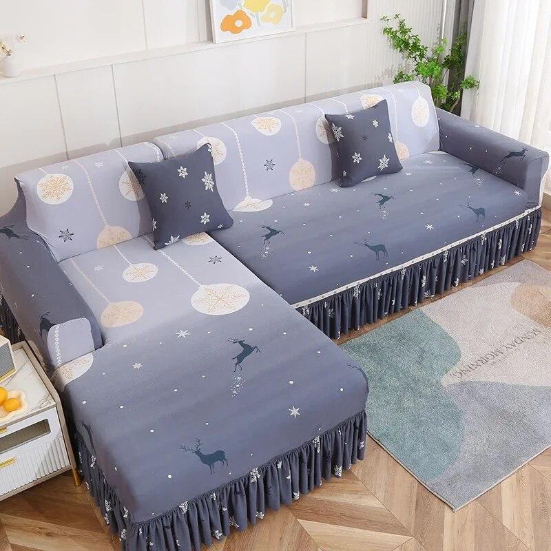 Double Sofa Large Skirt Sofa Cushion Four Seasons All Inclusive Sofa Cover Simple Elastic Luxury Sofa Protective Cover
