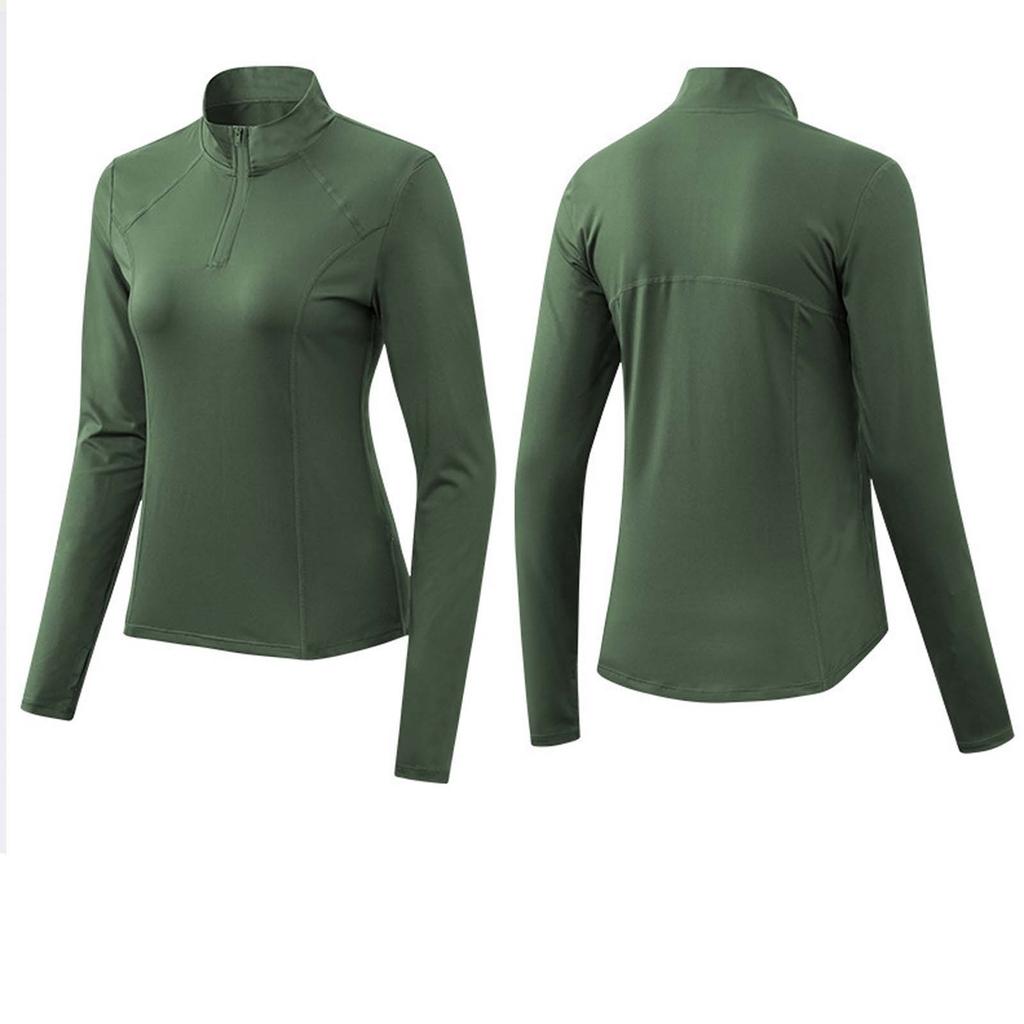 Women's Autumn And Winter Yoga Wear Long Sleeve Fitness Wear Running Training Sports Slim Half Zipper Top