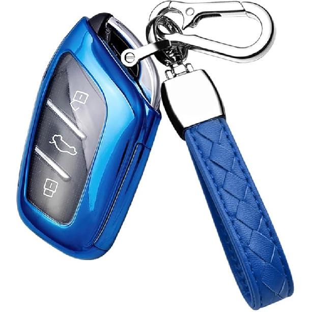 

HIBEYO Key Fob Cover for MG ZS EV MG6 EZS HS EHS MG6 Marvel X Marvel R for Roewe I5 I6 RX3 RX5 RX8 ERX5 EI5 Accessories with Keychains TPU Car Key
