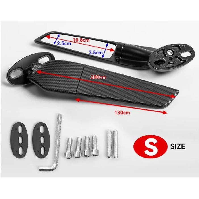 SDTWFor KAWASAKI NINJA 300 250 400 650 H2 H4 Modified Motorcycle 2PCS CNC Rearview Mirrors Wind Wing Adjustable Rotating Side Small