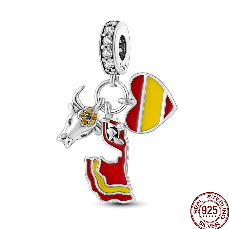 Copper Art Golden Zircon Saturn Flower Butterfly Charm Beads Suitable For 3Mm Original Bracelet Jewelry