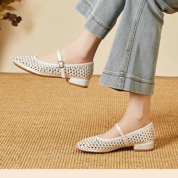 Breathable Hollow Mary Jane Women's Shoes 2025 Summer New Versatile Summer Mother Mesh Shoes Sandals Mesh Shoes Women