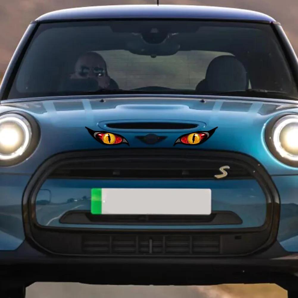 2PCS 13cm X 9.5cm for Evil Yellow Eyes RV Motorcycle Car Stickers Occlusion Scratch Waterproof Windshield VAN Anime Decal