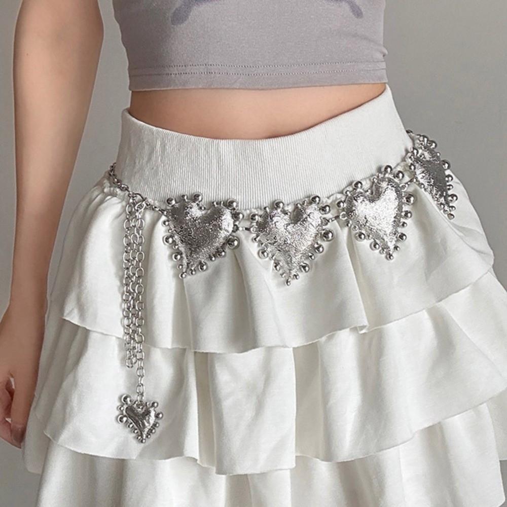 Punk Zinc Zinc Alloy Waist Chain Vintage Adjustable Belt Retro Heart Chain Waistband  Waist Accessories