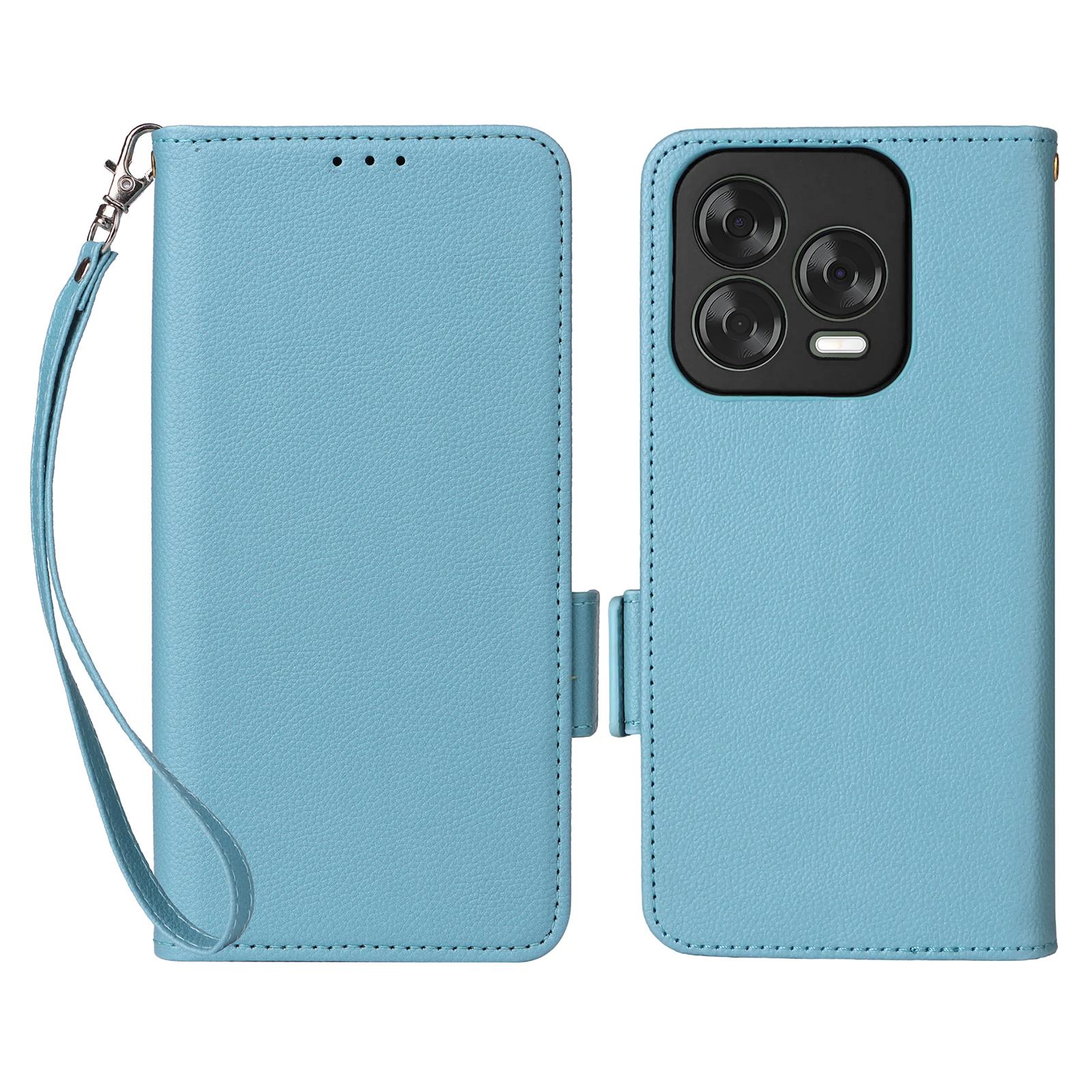 

For ZTE Blade V70 Design/Blade V70 Vita Case with Wrist Strap Litchi Texture PU Leather Wallet Phone Cover F