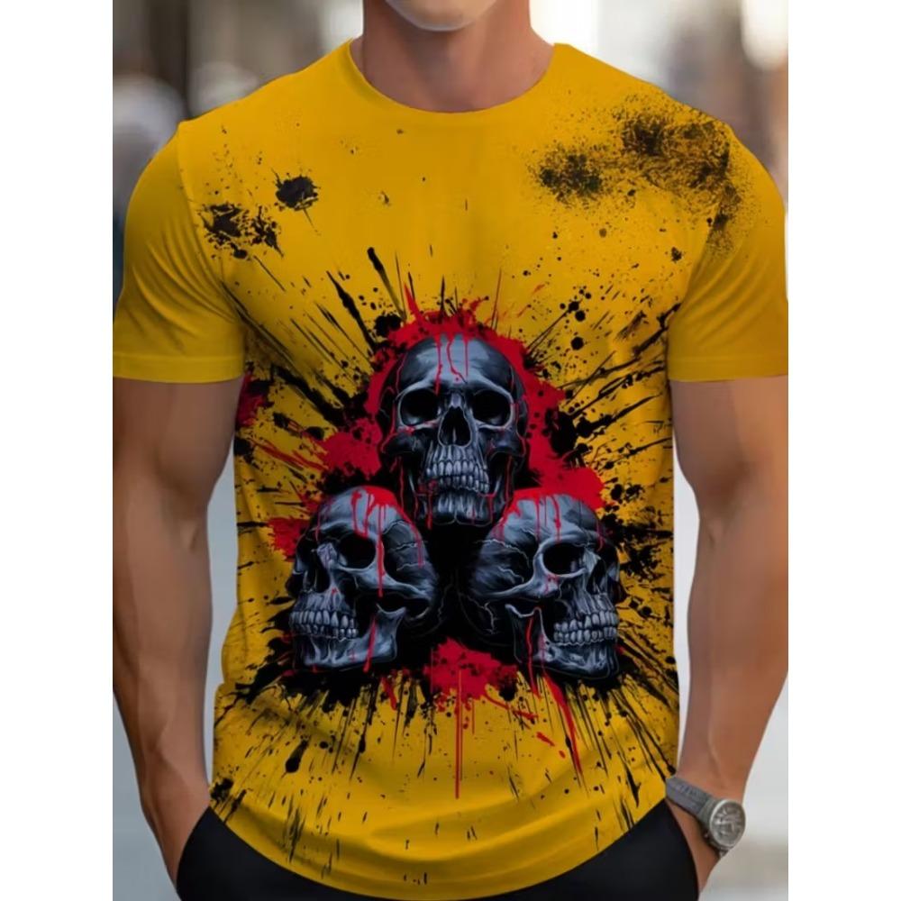 Fashion Halloween Men's T-shirts Clothing 2025 Crew Neck Short-sleeved Tee Funny Pumpkin 3D Printed Short Sleeve T-shirt For Men