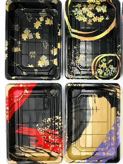 Sushi Box Set: No. 0 Disposable Plastic High Lid Tray for Japanese Takeaway - Available in 2, 3, or 4-piece Gunkan, 50 Sets