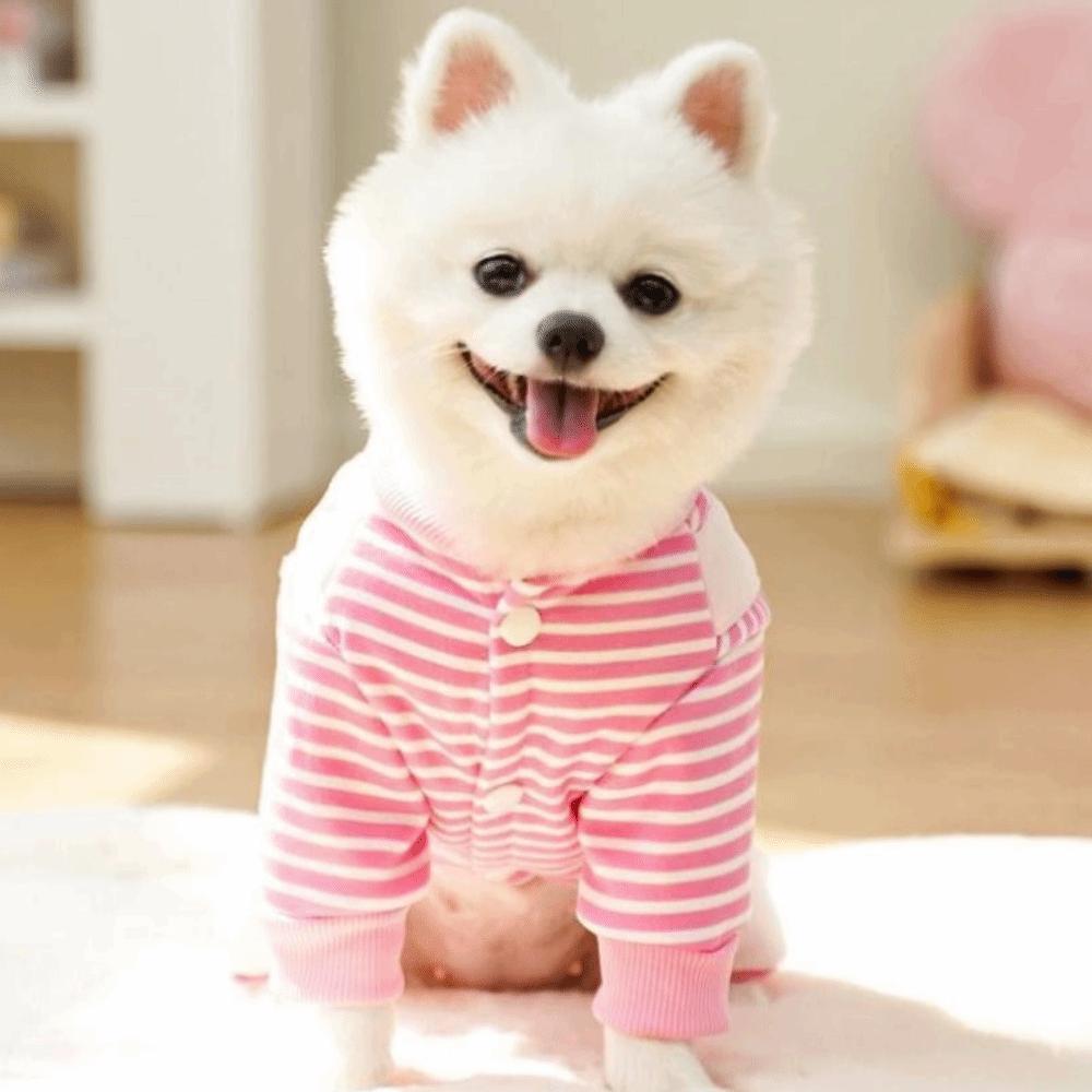Striped Pet Clothes Soft Dog Four-legged Overalls New Year Cat Sweatshirt Autumn/Winter