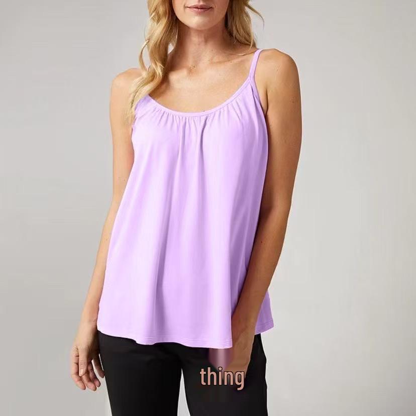 Plus Size Wire-Free Yoga Camisole with Integrated Cup