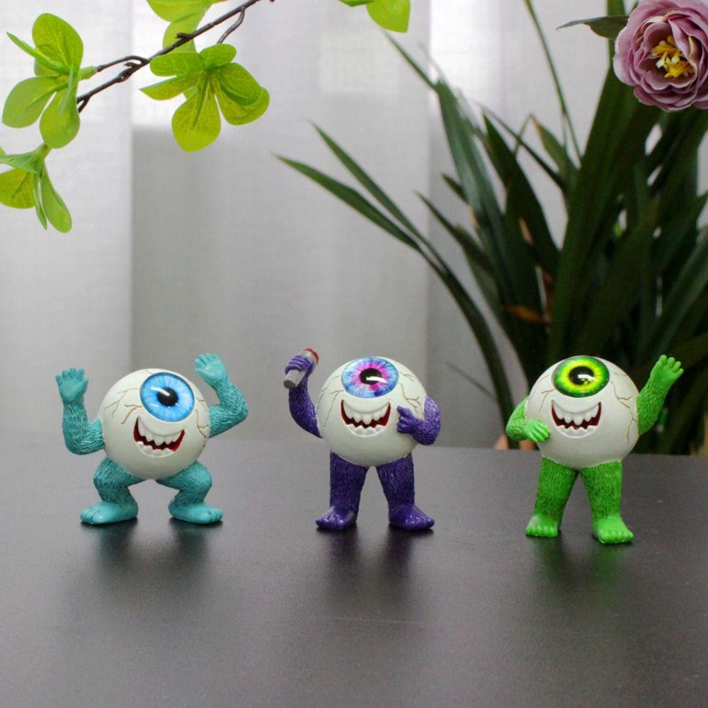 3pcs Realistic Halloween Eyeball Demon Figurine Scary Halloween Ornament Holiday Party Supplies