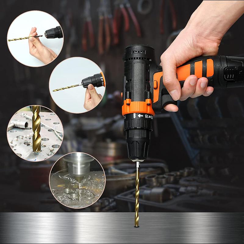 13 Pcs Titanium Coated HSS Drill Bit Set Professional Hex Shank Drill Bit Kit Impact Drill Bit Set for Wood Steel Metal Plastic