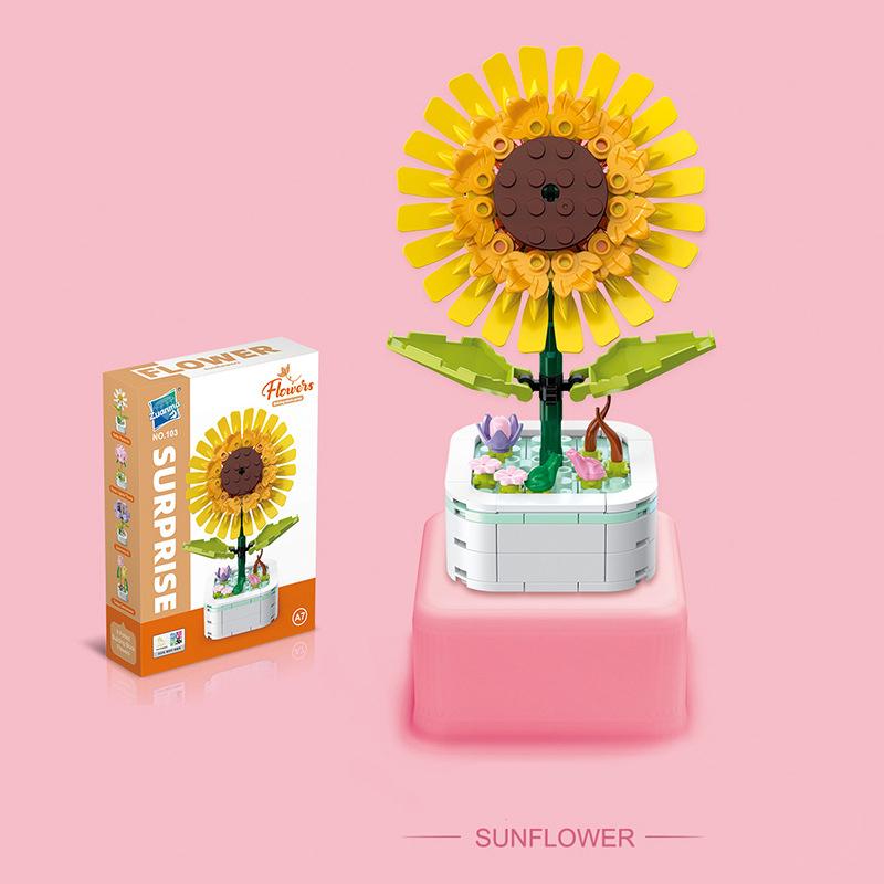 

Цветочный букет, строительный блок, модель подсолнечника, сборка, украшение, игрушки, детский рождественский подарок PL103A-7-Sunflower-117Pcs