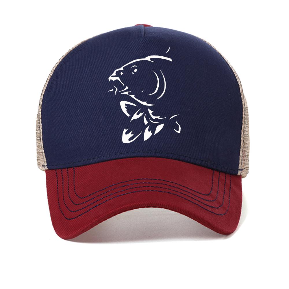 

Funny Fishinger Carp Fish Fisherman Sporter baseball cap fashion Men Women Breathable mesh snapback hat adjustable trucker hats Adjustable красный