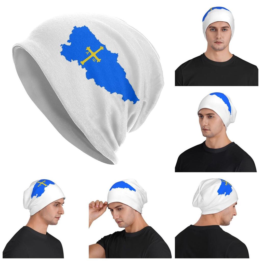 Spain Flag Flag Of Asturias Unisex Adult Beanies Caps Knitting Bonnet Hat Warm Hip Hop Autumn Winter Outdoor Skullies Hats