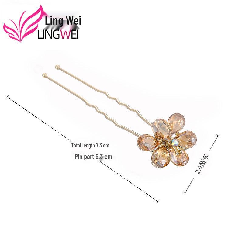 Korean U-Shaped Rhinestone Hairpin for Hanfu Hair Buns