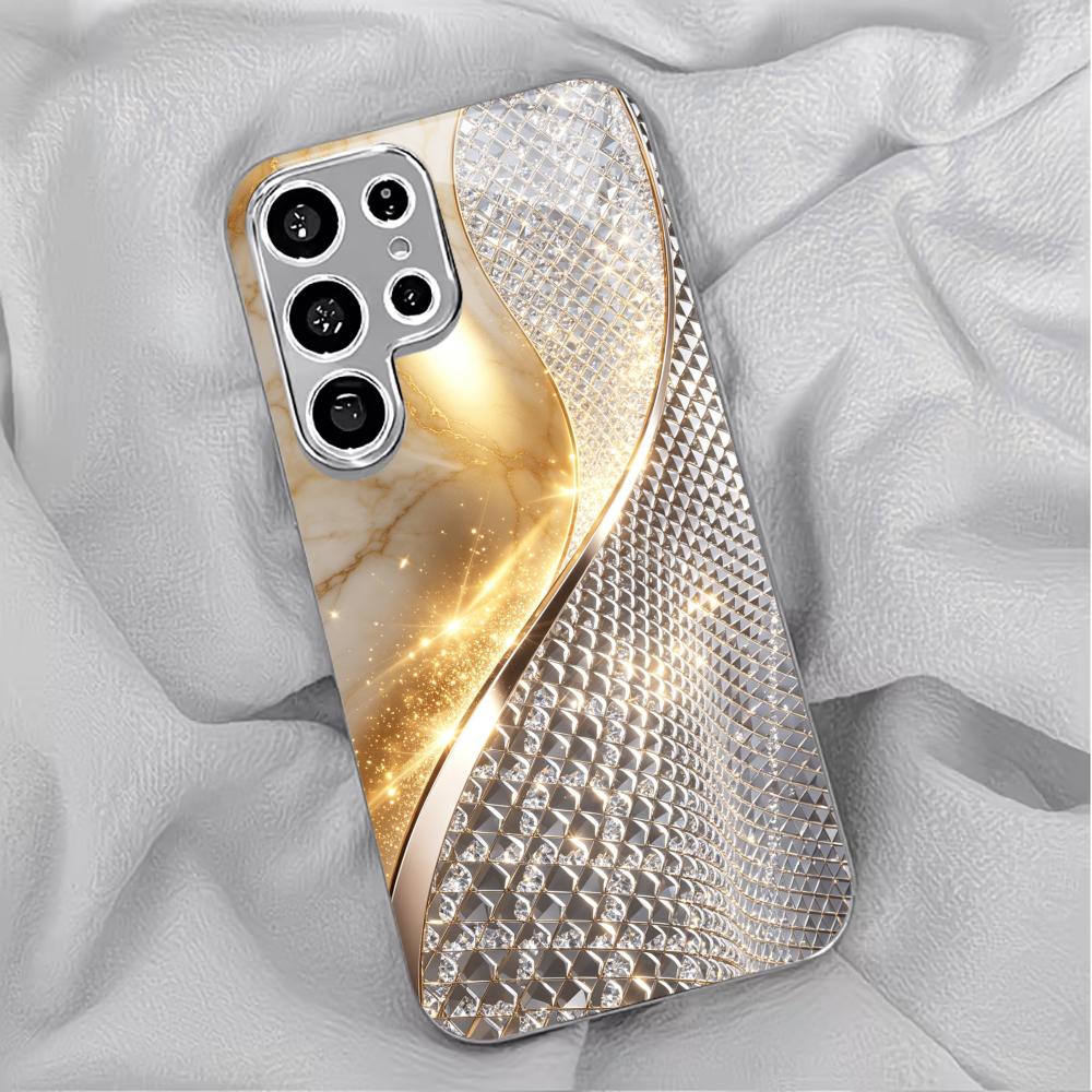 Zlatý a stříbrný módní skleněný kryt na telefon s26 ultra kryt s25 ultra kryt pro Samsung Galaxy S26 S25 S24 S23 S22 FE Ultra Plus