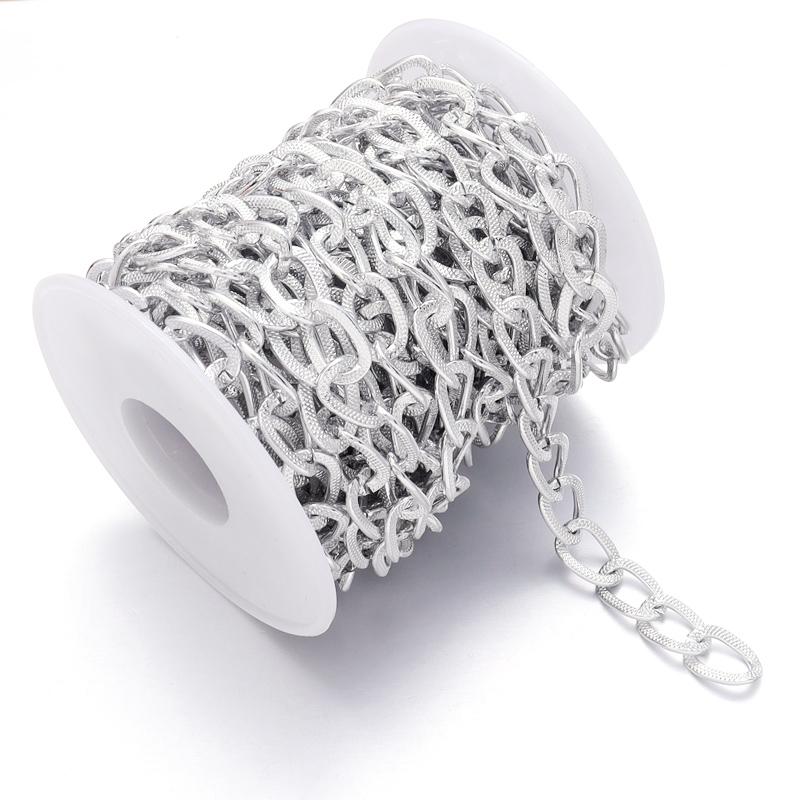 

5 Yards Metal Aluminum Flat Chains Gold Silver Color Twisted Curb Chain for DIY Jewelry Making Bag Clothing Components Supplies серебряный
