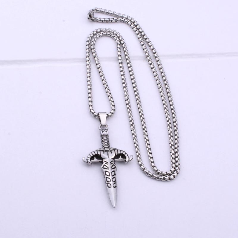 Vintage Dragon Sword Cross Pendant: Unisex Titanium Steel Hip Hop Necklace