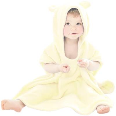 [ARCADY] Baby Bathrobe, Kids Bath Poncho, Hooded Bath Towel (Cream Yellow, M) - Perfect for Baby Shower Gifts