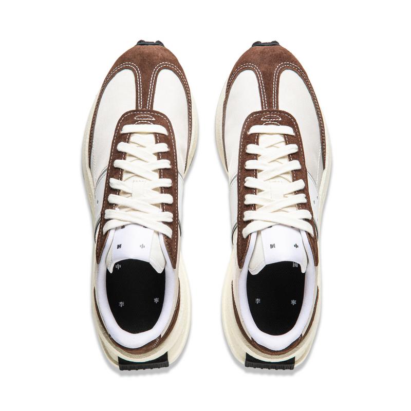 New LiNing Anti Slip Wear Resistant Low Top Casual Shoes Unisex White Umber AZGU081-9