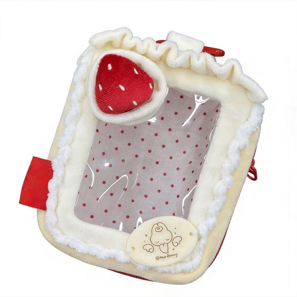 Kawaii Triangle Cake Shaped Doll Ita Bag Cute Plush Transparent Window Mini Crossbody Bag For 10cm Doll Display Storage Bag
