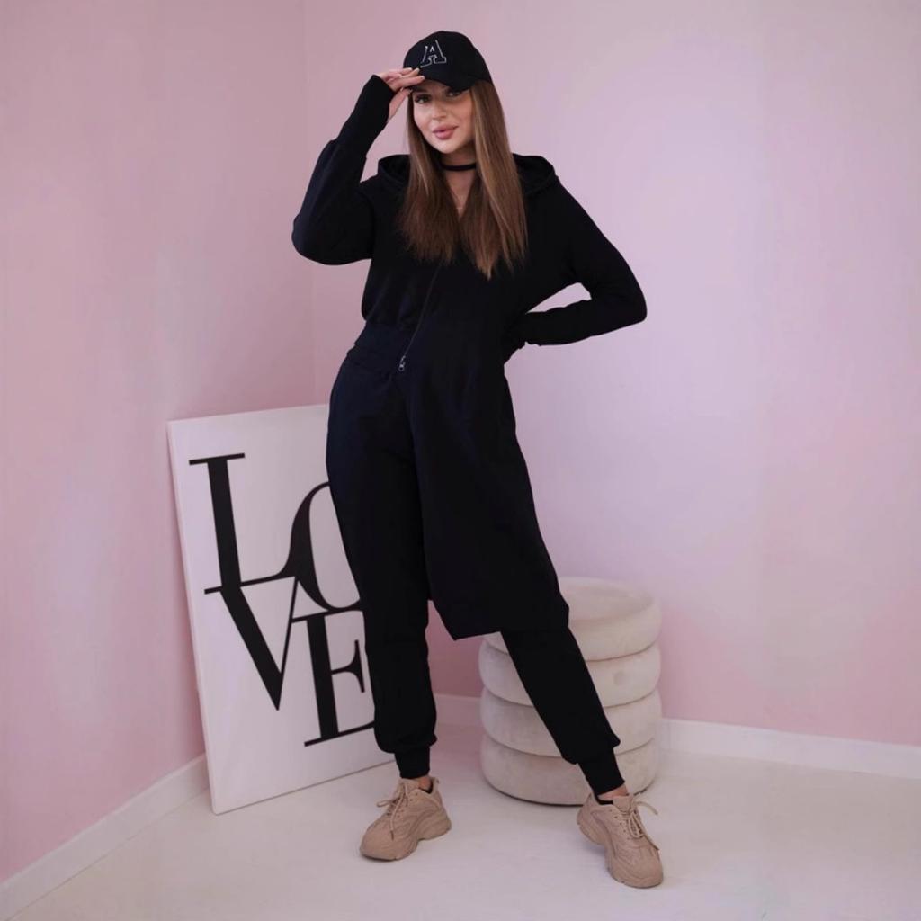 New Women's Hooded Sporty Fashionable Casual Zipper Large-sized Asymmetrical Long-sleeved Set