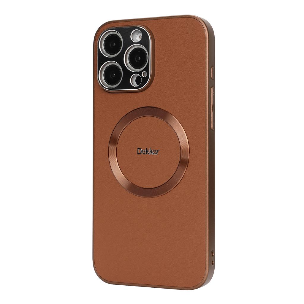 Plain Leather Magnetic Mobile Phone Case for iPhone16PROMAX Anti-drop 14/13/12 Wireless Charging Leather Pattern Case