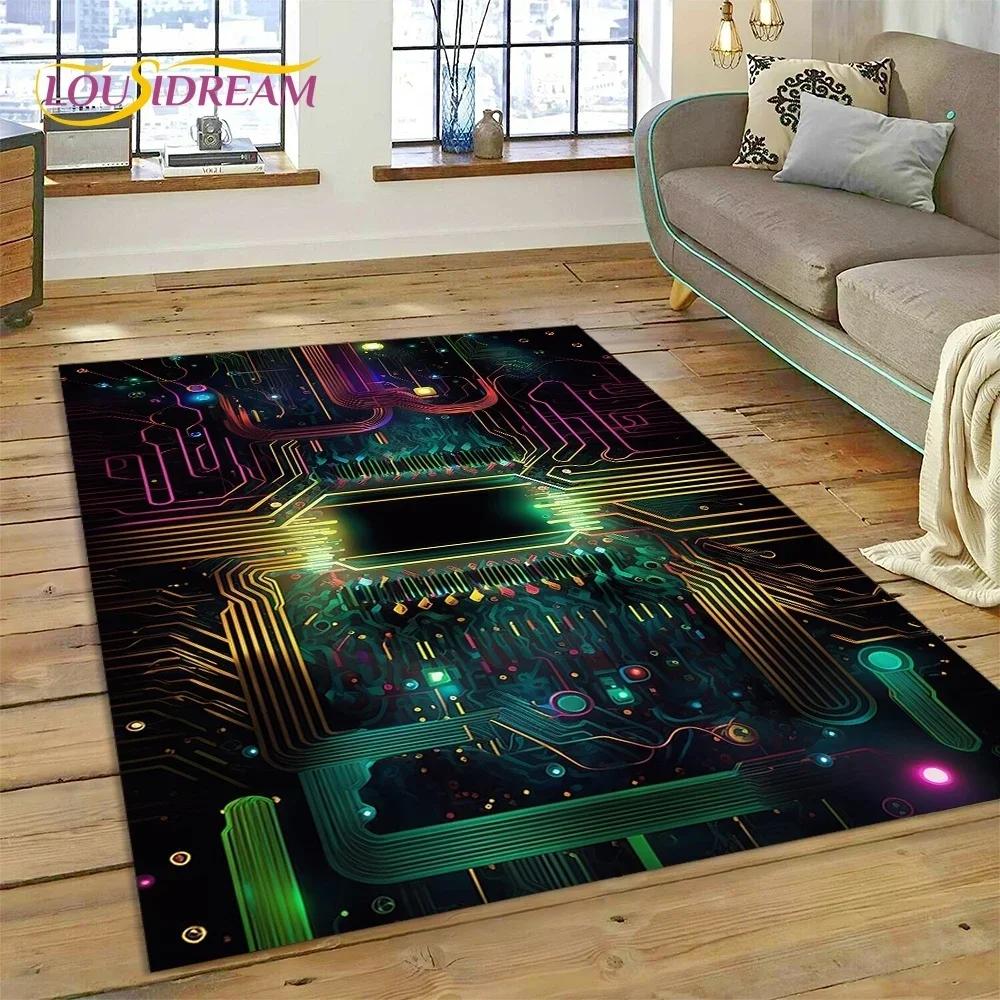 PCB Circuit Board 3D Chip CPU Carpet Rug for Bedroom Living Room Home Sofa Decoration,Children Game Large Decor Floor Mat Gift