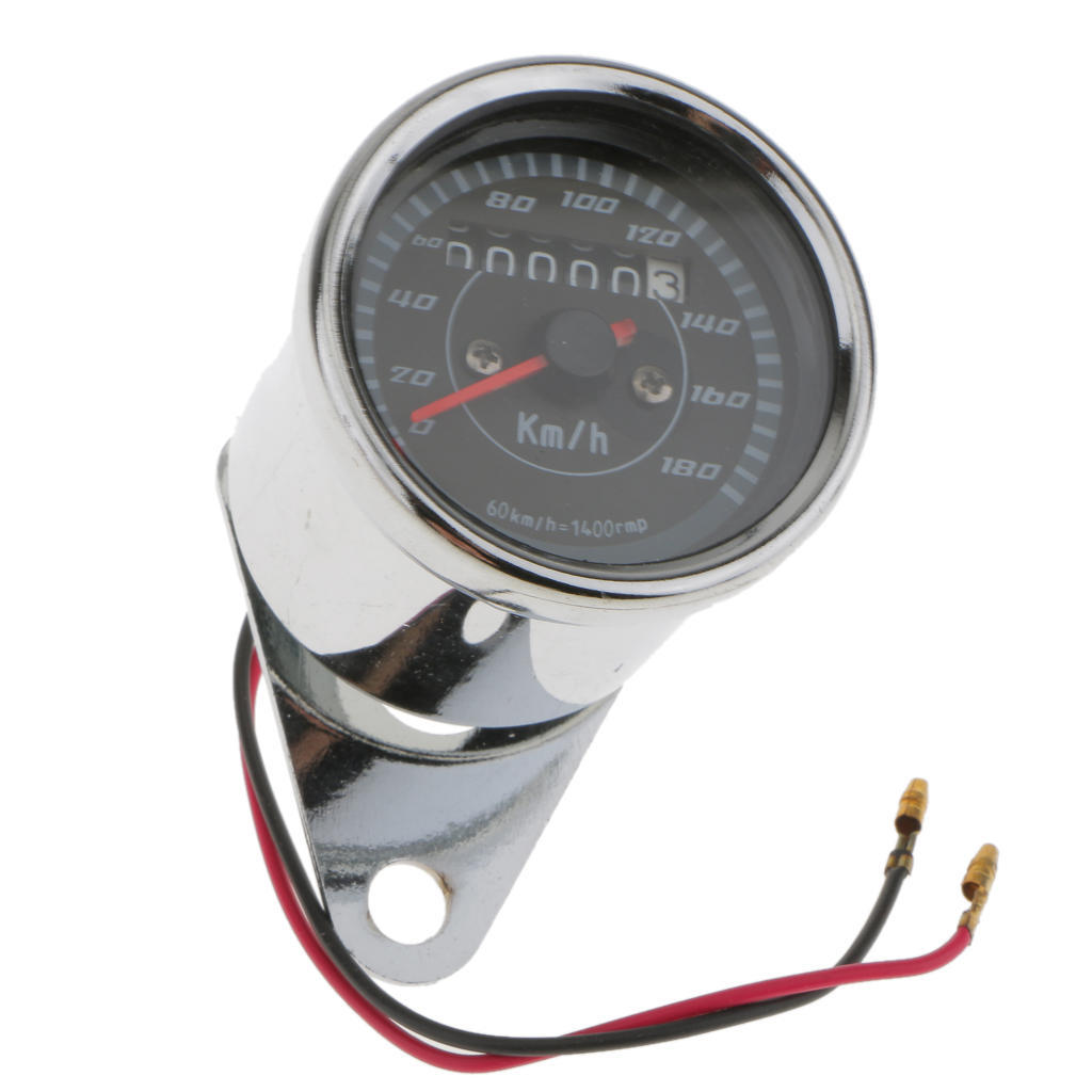 Motorcycle Dual Odometer Speedometer Stainless Steel Analog Instrument Universal 12V for Scooter or Moped