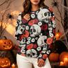 Women's Casual Long Sleeve Halloween Print Neck Sweatshirt