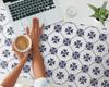 Protective Vinyl Mat for Desk and Table Geometric Retro Pattern 120X60 Cm