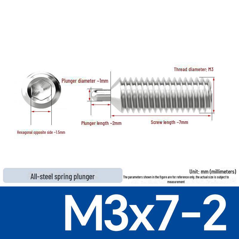 304 Stainless Steel Telescopic Spring Plunger with Cylindrical Head and Wave Ball Positioning, available in M3, M4, and M5 sizes.