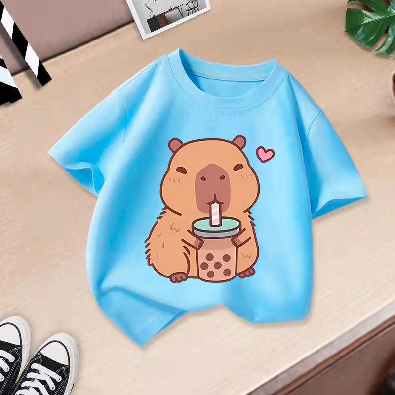 Dětské tričko Dětské 100% tričko Dětské tričko Kapybara Potištěné topy Tričko Chlapci Dívky Dětské tričko 2-13L