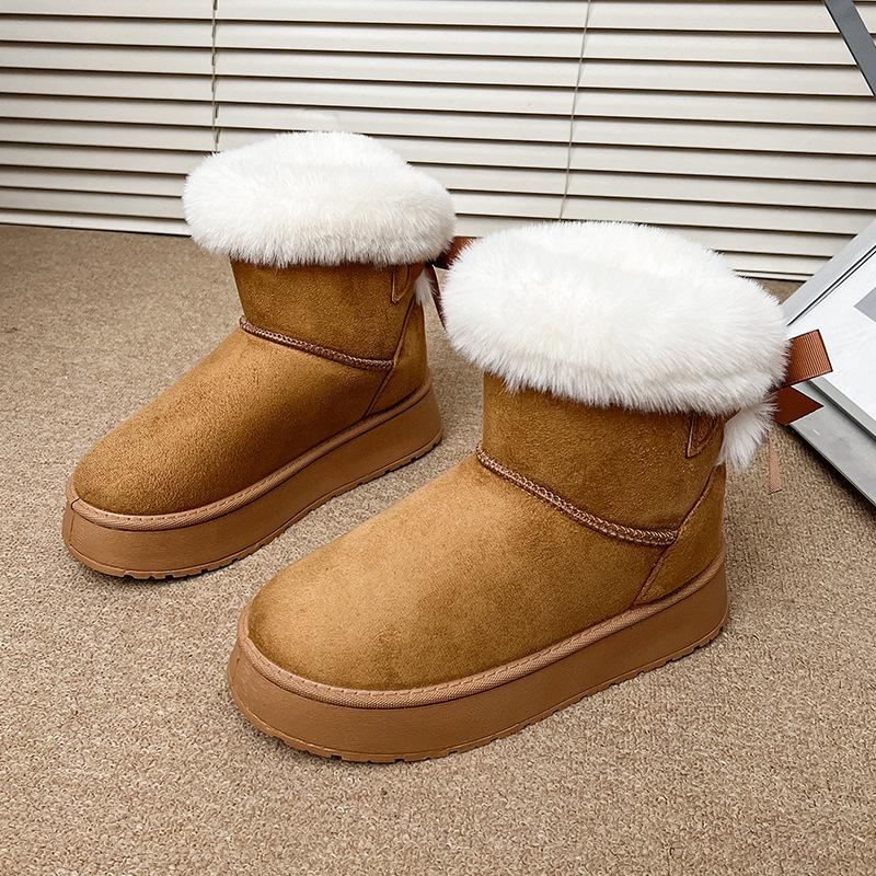 

Women s Fur Mouth Lightweight Thick Sole Winter Insulated Fur One Snow Boots Anti-slip Cushioning Wear-resistant Casual Sports Cotton Boots 42 малиновый