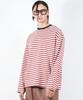 Deumakeu M Stripe Loose-Fit Long Sleeve Tee - Burgundy