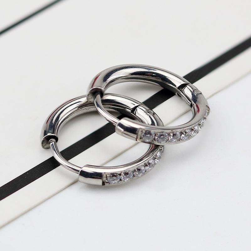 Elegant Women s Zircon & Diamond Ear Studs: High-Gloss Stainless Steel & CNC Titanium