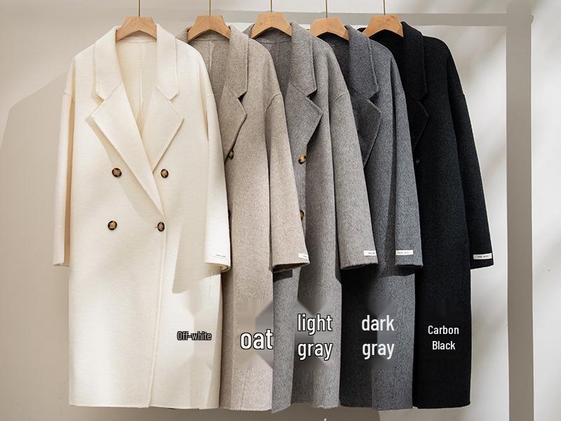 Luxurious Hand-Stitched Korean Cocoon Double-Faced 100% Wool Coat