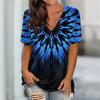 Summer V-neck 3D Printed Top Fashionable Casual Short Sleeved Women's T-shirts