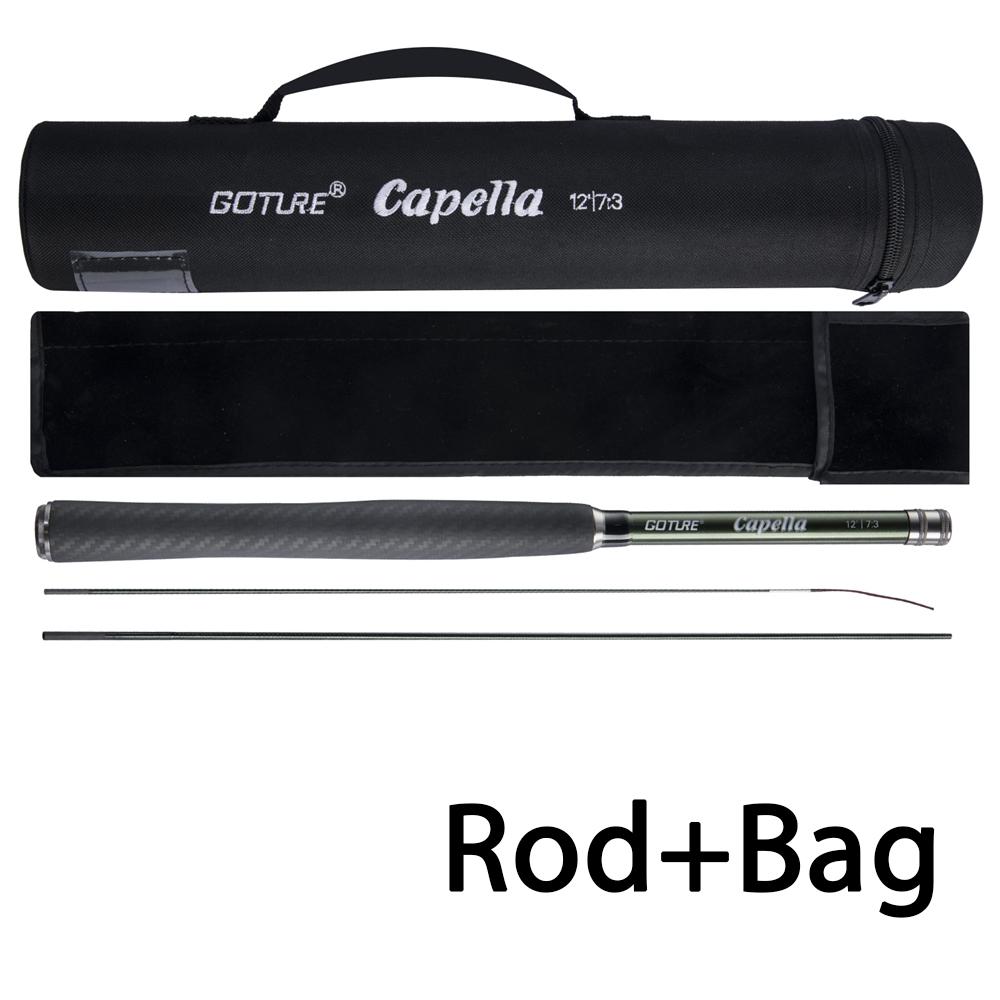 Combo canne da pesca a mosca Tenkara Goture 12FT Classiche Portatili Ultraleggere in Fibra di Carbonio IM8 Canna da Trota con Set di Linea da Mosca e Esche Nuovo