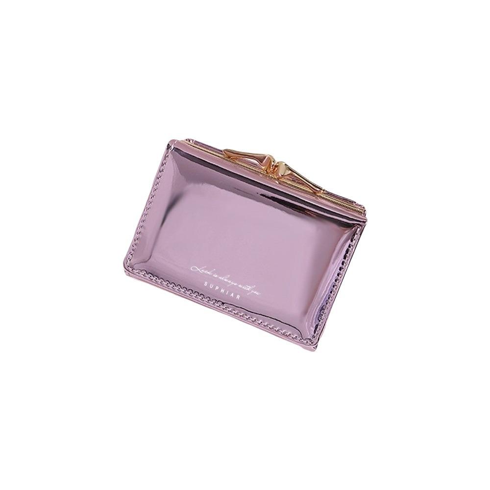 Multi-card Slot Laser Short Wallet Hasp Triple Fold Wallet Elegant Card Holder  Outdoor