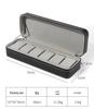 Portable Black and Blue-Gray Leather Zipper Watch Box with 6, 10, or 12 Slots - Flip-Top Jewelry Storage