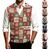Herre Juleprint V-hals Sweater med Store Knapper