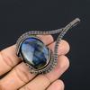 Labradorite Pendant, Handmade Gemstone 999 Copper Wire Wrapped Pendant Antique Jewelry, For Gift Silver Jewelry