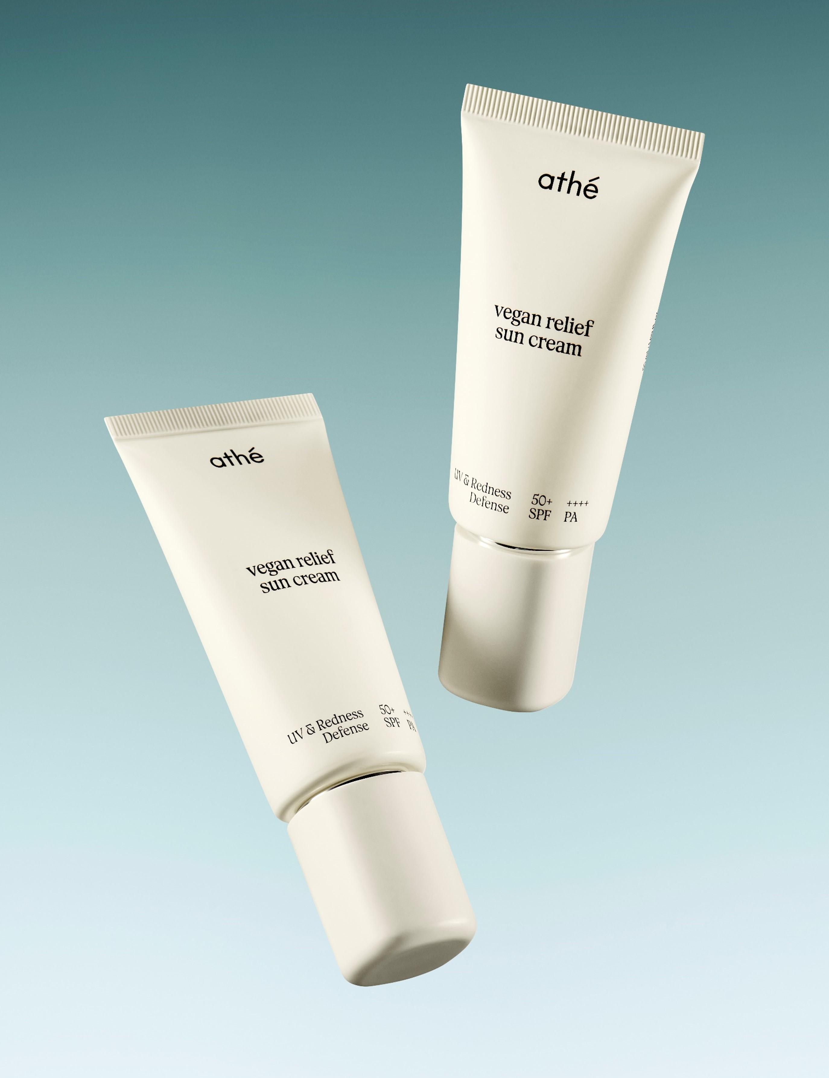 ATHE Vegan Relief Mineral Sunscreen SPF50+ PA++++ Soothing UV Protection Sun Cream 35ml x 2 слоновая кость