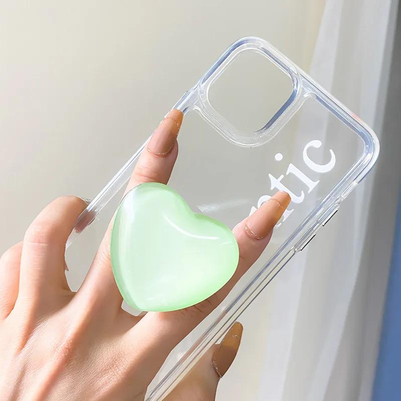 Cute 1D Glossy Love Heart Phone Holder Finger Grip Tok Bracket For iPhone 11Pro Samsung Universal Folding Stand Griptok posocket